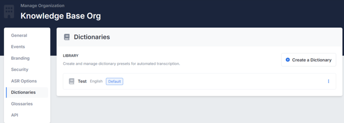 Org Settings_Dictionaries