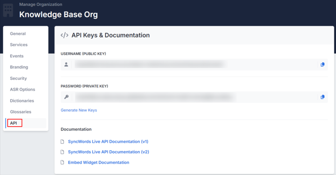 Organization Settings_API