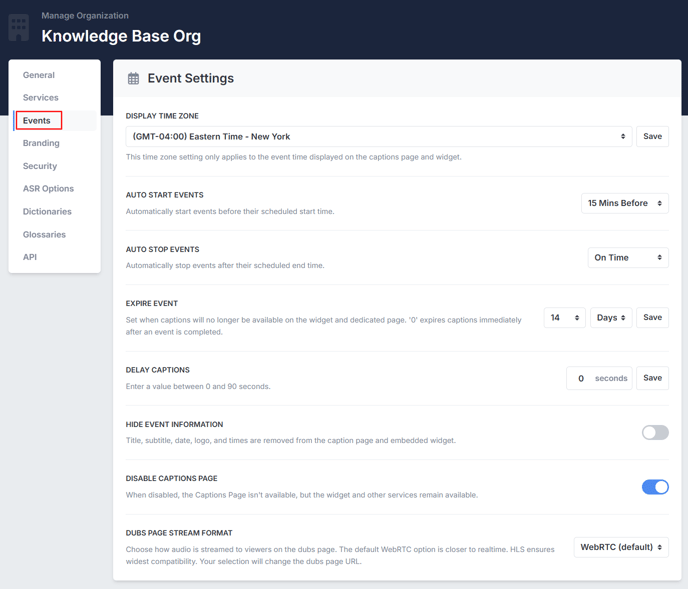 Organization Settings_Events