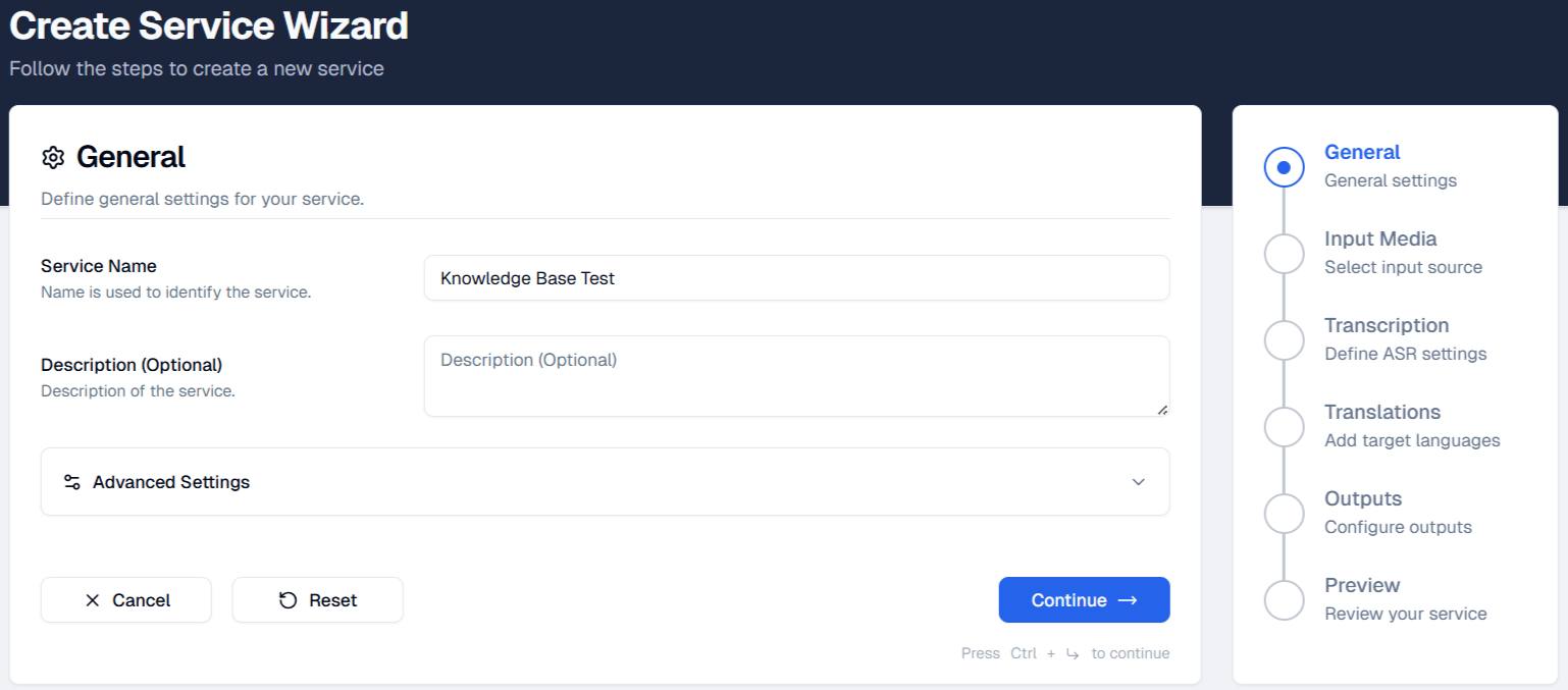 Step 1: General Settings - How do I create a Service using the new UI?